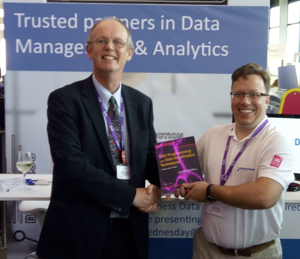Peter Lowes receiving his book prize at SAS Forum UK 2017